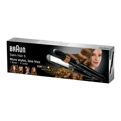 Braun ST570E Plancha de Pelo iónica alisadora y rizadora Negra