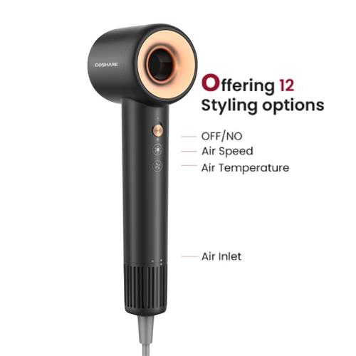 Coshare Superflow1 Secador de Alta Velocidad con Iones Negro