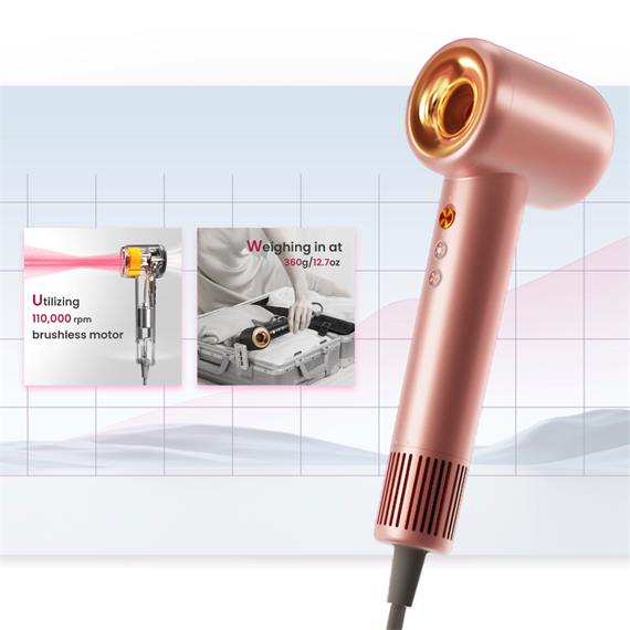 Coshare Superflow1 Secador de Alta Velocidad con Iones Oro Rosa
