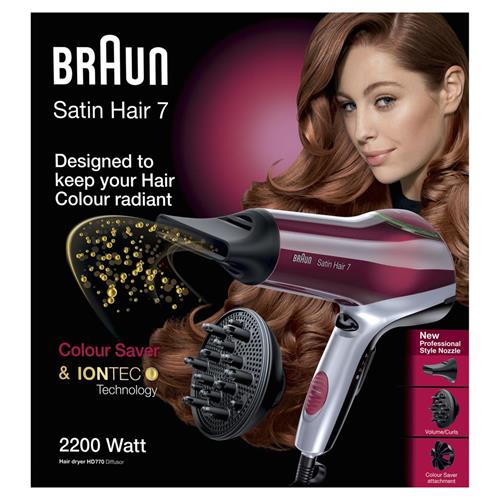 Braun HD770 Secador iónico 2.200w con 3 accesorios