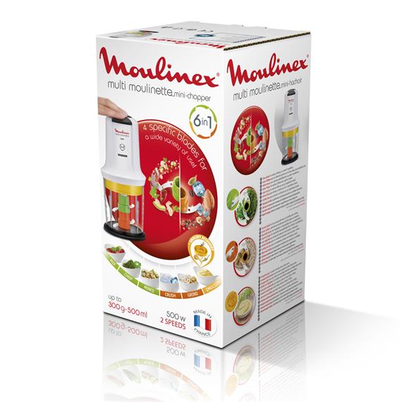 Moulinex AT723110 Picadora 500W 6 en 1 Blanca