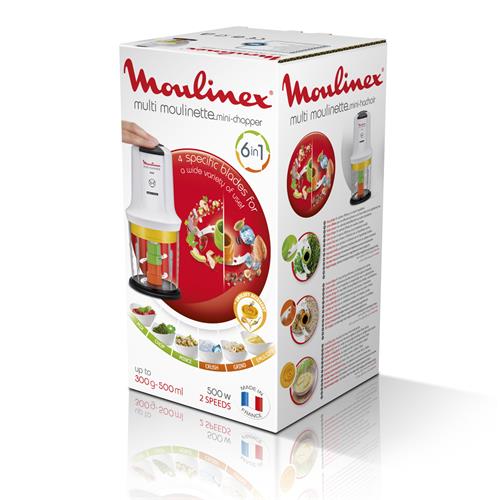 Moulinex AT723110 Picadora 500W 6 en 1 Blanca