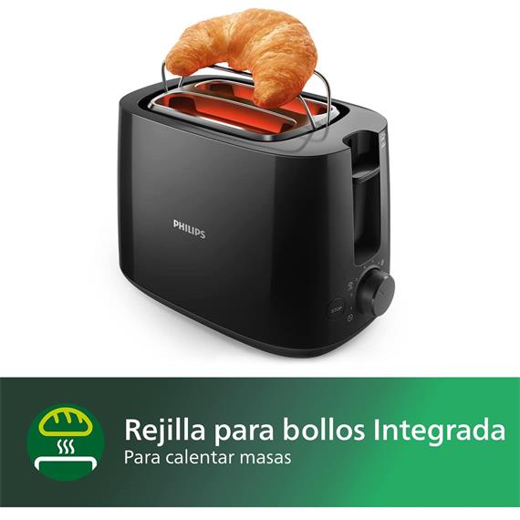 Philips HD2581/90 Tostador con Rejilla Elevadora Negro