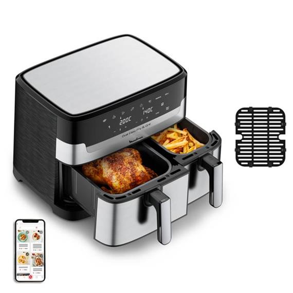 Moulinex EZ905D20 Freidora de Aire y Grill 8.3L Doble Cubeta Inox