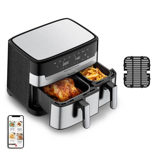 Moulinex EZ905D20 Freidora de Aire y Grill 8.3L Doble Cubeta Inox
