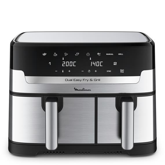 Moulinex EZ905D20 Freidora de Aire y Grill 8.3L Doble Cubeta Inox