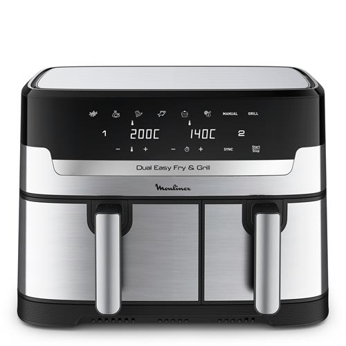 Moulinex EZ905D20 Freidora de Aire y Grill 8.3L Doble Cubeta Inox