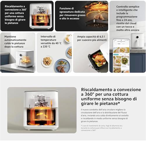 Xiaomi MI Smart Freidora Aire Sin Aceite 6.5L Negro (BHR7357EU)