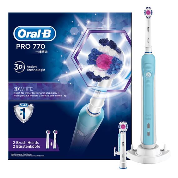Braun Oral-B Cepillo Pro770 3D White + 2 Cabezales (D16.524.1U)