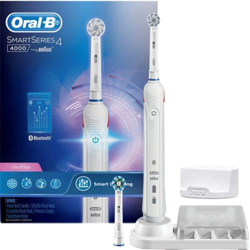 Braun Oral-B Cepillo Pro Smart 4 4000 Bluetooth  Blanco con Estuche de Viaje (D601.525.3P)