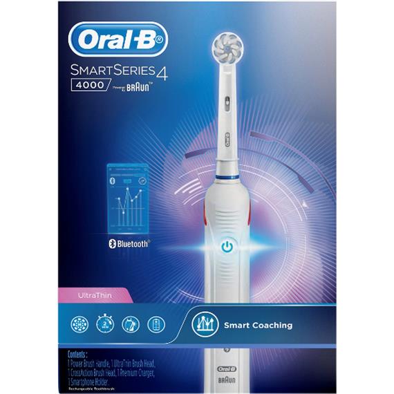 Braun Oral-B Cepillo Pro Smart 4 4000 Bluetooth  Blanco con Estuche de Viaje (D601.525.3P)