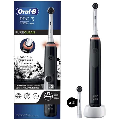 Braun Oral-B Cepillo Pro 3 3000 Charcoal+ 2 Recambios  (D505.523.3)