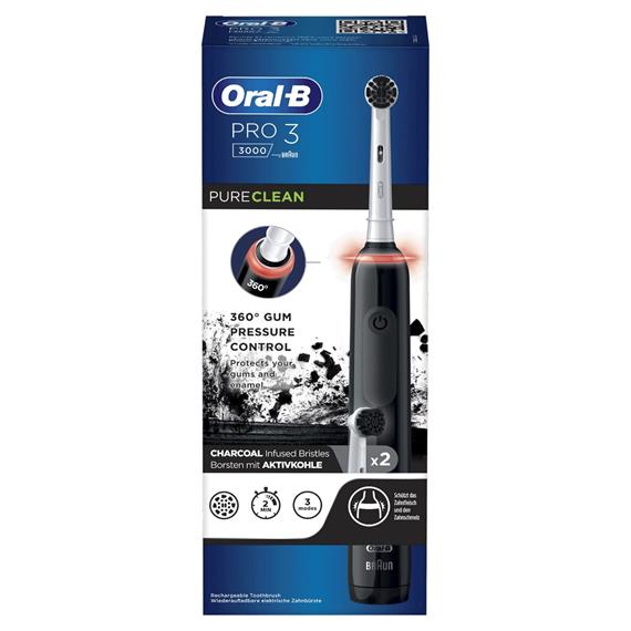 Braun Oral-B Cepillo Pro 3 3000 Charcoal+ 2 Recambios  (D505.523.3)