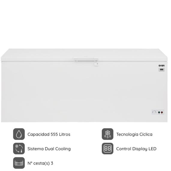 Svan SCH5600CDC Congelador Horizontal 555L 84x190,4x74,3cm Display Blanco