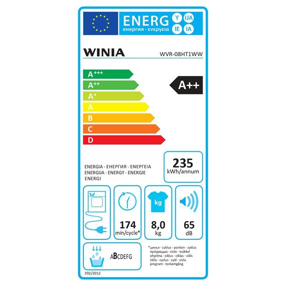 WINIA WVR-08HT1WW SECADORA 8KG BOMBA DE CALOR A++