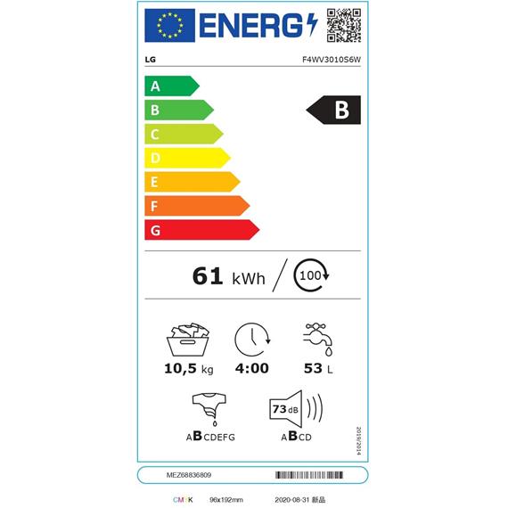 LG F4WV3010S6W  10,5KG 1400RPM A+++ Lavadora