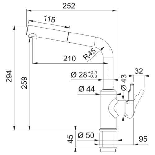 FRANKE GRIFO URBAN L PULL OUT ONYX 115.0595.091