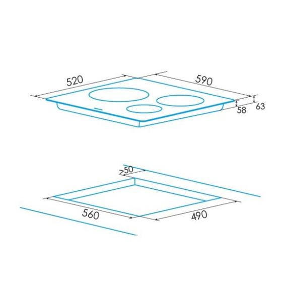 Edesa EIT-6328 R/A Vitrocerámica Inducción 3 Zonas Cocción Ancho 60Cm