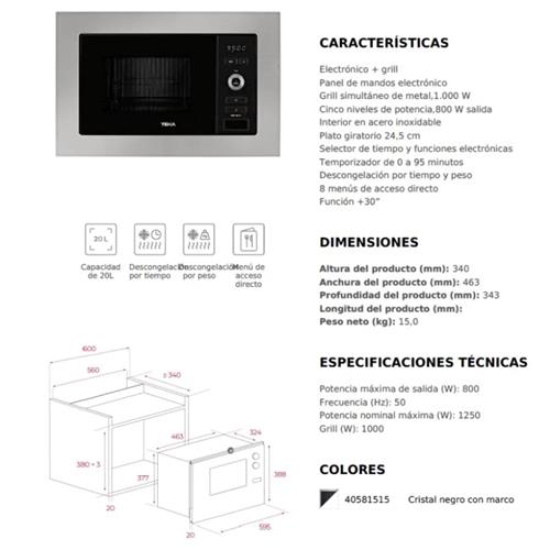 Teka MWE225FI Microondas Integración Inox