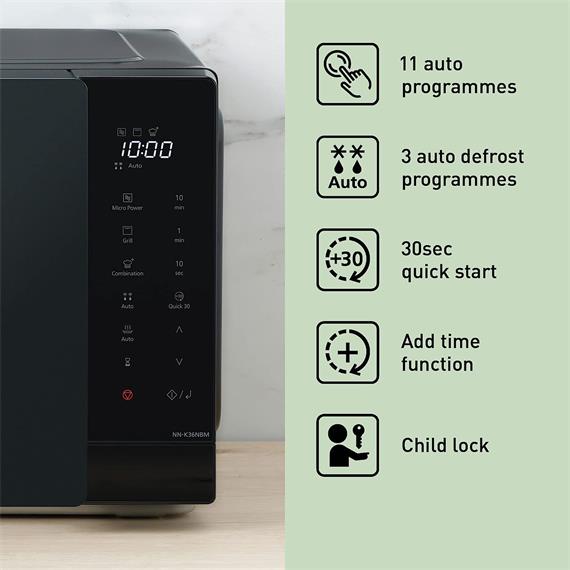 Panasonic NN-K36NBMEPG Microondas con Grill 900W 23L Negro