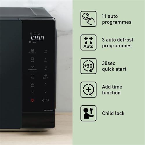 Panasonic NN-K36NBMEPG Microondas con Grill 900W 23L Negro