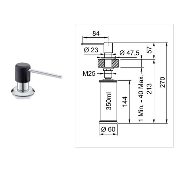 FRANKE DISPENSADOR SIRIUS CROMO/NEGRO ONYX 1120622815