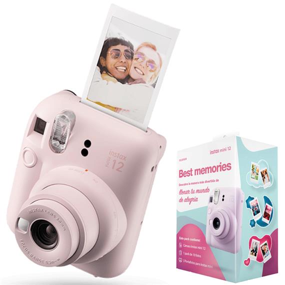 Fujifilm Instax Mini 12 Cámara Instantánea Blossom Pink + 10 Fotos y 3 Marcos