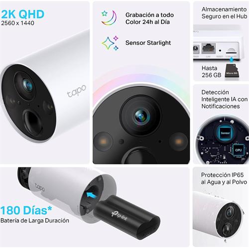 Tp-Link Pack 2 Cámaras 2k Exteriores y Recargables con Alarma (TAPO C420S2)