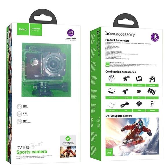 Hoco DV100 Cámara Deportiva Full HD Incluye Carcasa y 10 Accesorios