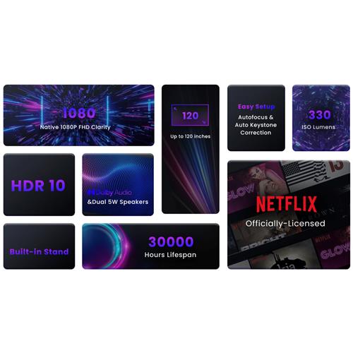 Emotn N1 Proyector Full HD con 500 lúmenes y licencia oficial Netflix