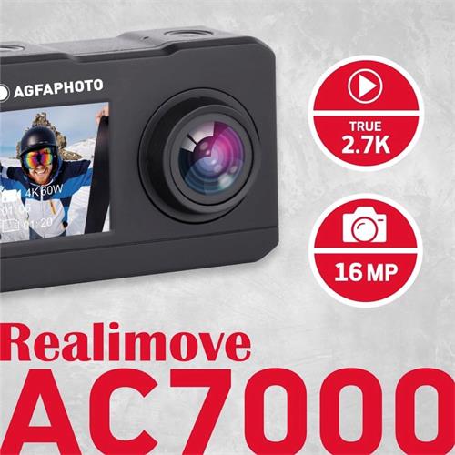 AGFA AC7000  WIFI 2.7K DUAL LCD Cámara de Acción Negra