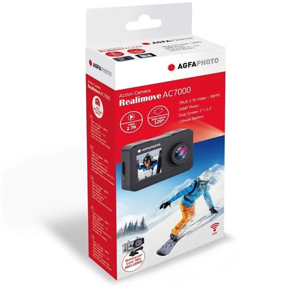 AGFA AC7000  WIFI 2.7K DUAL LCD Cámara de Acción Negra