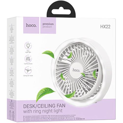 Hoco HX22 Ventilador de sobremesa Recargable con Luz de Ambiente