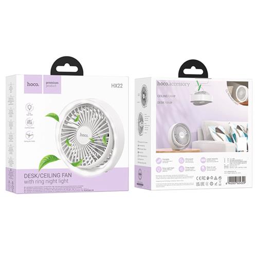 Hoco HX22 Ventilador de sobremesa Recargable con Luz de Ambiente
