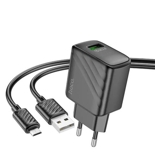Cargador USB 18W Hoco CS21A QC 3.0 + Cable Micro USB Negro