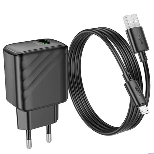 Cargador USB 18W Hoco CS21A QC 3.0 + Cable Micro USB Negro