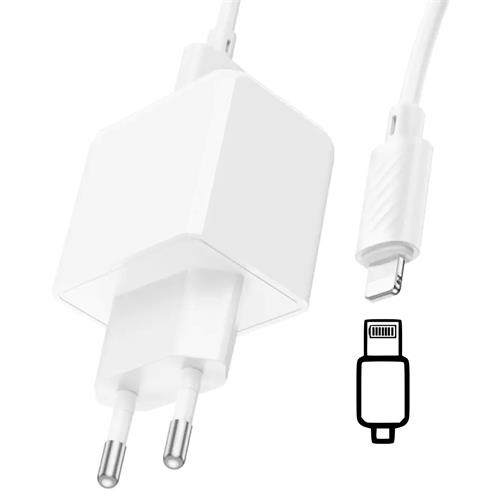 Cargador USB 2.1 Amp Hoco CS11A + Cable Lightning Blanco