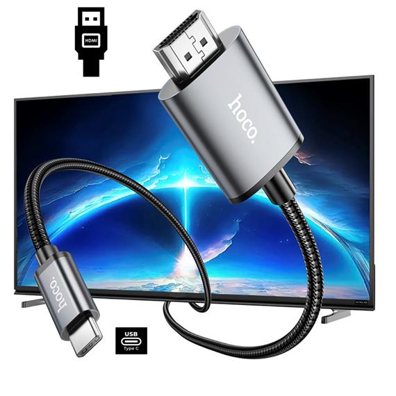 Cable Type-C to HDTV Metal Gray Hoco UA27 HD On-Screen