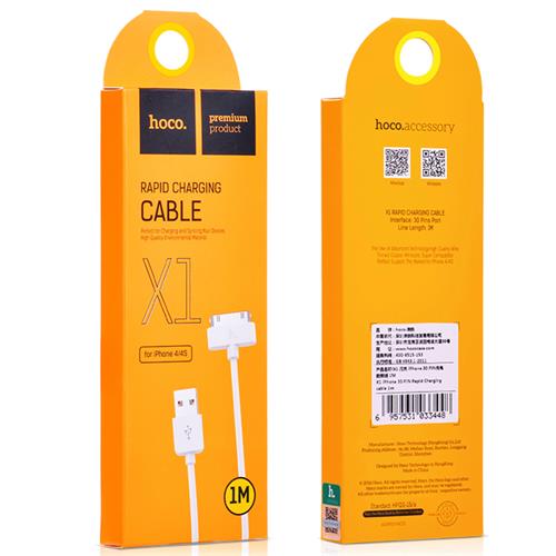 Cable USB Compatible Apple 30 Pin 1 metro Hoco X1 Blanco