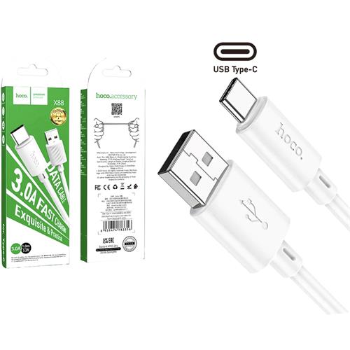 Cable USB a USB-C 1 metro 3 amp Hoco X88 Blanco