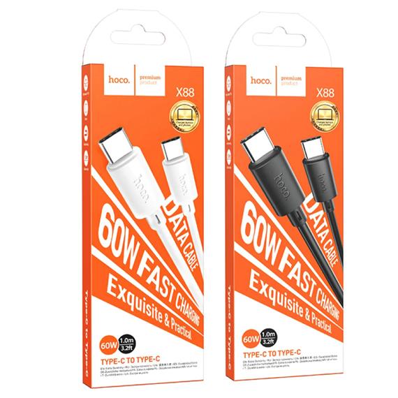 Cable USB-C a USB-C 1 m 60W Hoco X88 Gratified Blanco