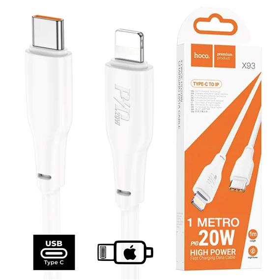 Cable USB-C a Lightning 1 metro 20W Hoco X93  Blanco