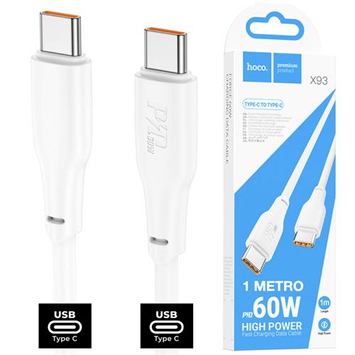 Cable USB-C a USB-C 1 metro 60W Hoco X93 Blanco