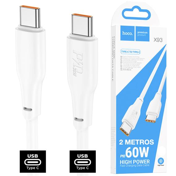 Cable USB-C a USB-C 2 metros 60W Hoco X93 Blanco