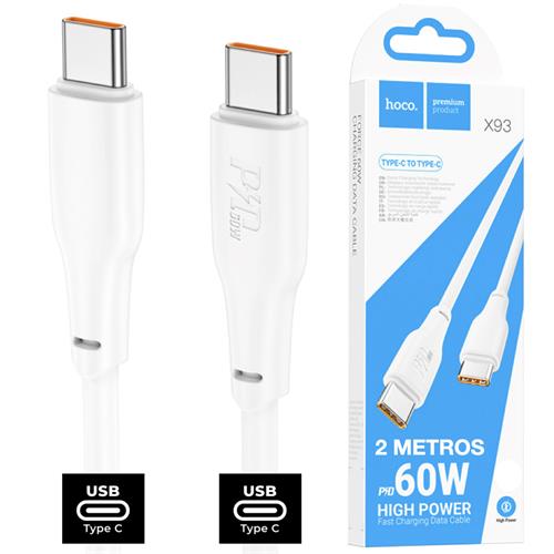 Cable USB-C a USB-C 2 metros 60W Hoco X93 Blanco