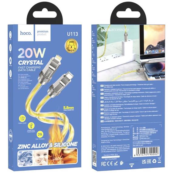 Cable USB-C a Lightning 1 metro 20W Hoco U113 Metálico Reforzado Oro