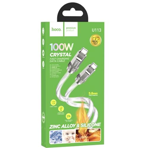 Cable USB-C a USB-C 1 metro 100W Hoco U113 Metálico Reforzado Plata