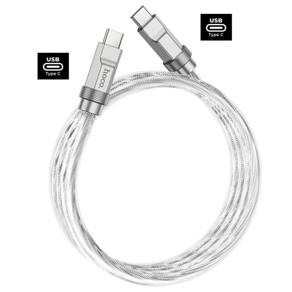 Cable USB-C a USB-C 1 metro 100W Hoco U113 Metálico Reforzado Plata