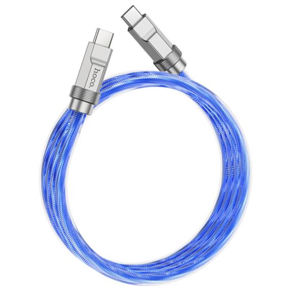 Cable USB-C a USB-C 1 metro 100W Hoco U113 Metálico Reforzado Azul