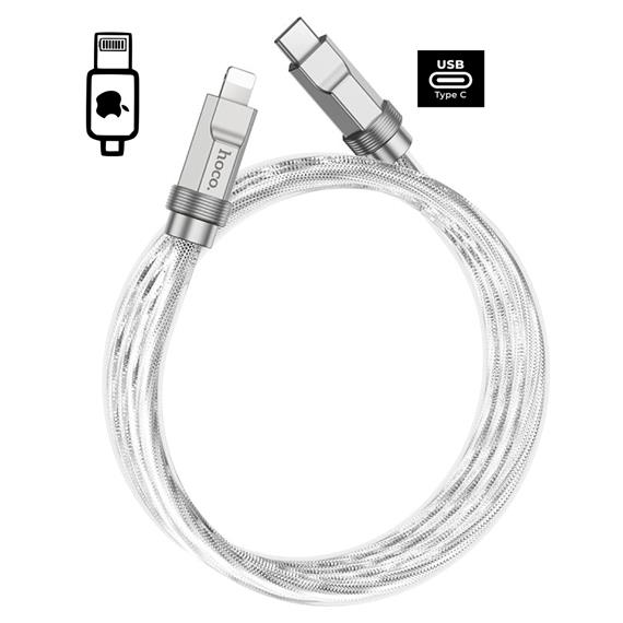 Cable USB-C a Lightning 1 metro 20W Hoco U113 Metálico Reforzado Plata
